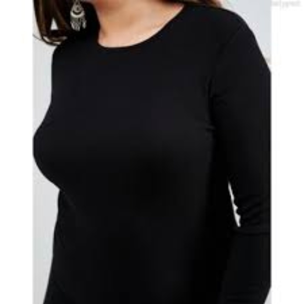 ASOS Curve Mini Bodycon Dress in Rib Long Sleeves - Picture 4 of 4